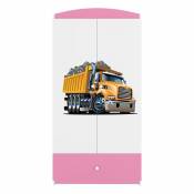 Furniture Kids - Armoire enfant camion de course 2 portes 1 tiroir de rangement - Rose - Rose