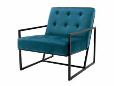 Greg - fauteuil lounge en velours bleu nuit et métal