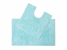 Homescapes tapis de bain haut de gamme 2 pièces bleu azur BT1181