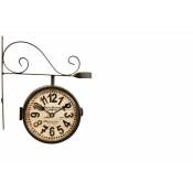 Horloge De Gare Ancienne Double Face Chef Le Normand 16cm - Fer Forgé - Blanc - Blanc
