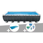 Intex - Kit piscine tubulaire Ultra xtr Frame rectangulaire 7,32 x 3,66 x 1,32 m + Bâche à bulles + Kit de traitement au chlore