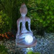 Lampe solaire décoration de jardin figurine de jardin Bouddha Feng Shui décoration jardin résistant aux intempéries, plastique verre gris/bronze, 1x