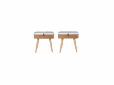 Lot de 2 tables de chevet en bois avec rangement - elin - 40 x 30,5 x 54 cm