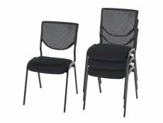 Lot de 4 chaises de conférence, visiteur t401, empilable – siège noir, pieds noirs