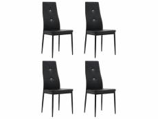 Lot de 4 chaises de salle à manger cuisine confortable et moderne dossier cristaux en synthétique noir cds021807