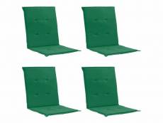 Lot de 4 coussins de chaise de jardin 100% polyester imperméable vert 100 x 50 x 3 cm dec021685
