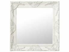 Miroir mural style baroque | miroir déco pour salle de bain salon chambre ou dressing 50x50 cm blanc meuble pro frco51956