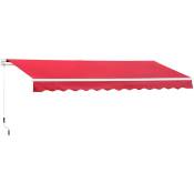 Outsunny - Store banne manuel rétractable alu. polyester imperméabilisé haute densité 4 x 2,5 m bordeaux - Rouge