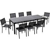 Oviala - Ensemble table de jardin extensible et 8 assises en aluminium gris - Gris