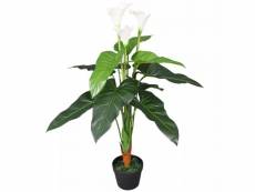 Plante artificielle avec pot lis calla 85 cm blanc