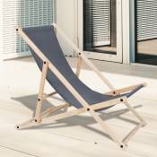 Swanew - Chaise longue Bois pliable Chaise longue pliable Chaise solaire Chaise de jardin Gris - Gris