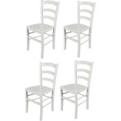 T M C S - Tommychairs - Set 4 chaises venezia pour cuisine, bar et salle à manger, robuste structure en bois de hêtre laqué en couleur blanc et