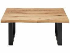 Table basse simple en chêne massif huilé et métal - l.110 x h.45 x p.70 cm -pegane-