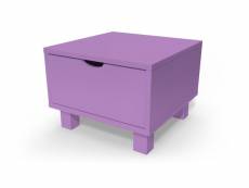 Table de chevet bois cube + tiroir lilas CHEVCUB-Li