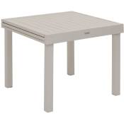 Table de jardin extensible Piazza en aluminium - Dimensions : Longueur 180 cm x Largeur 90 cm x Hauteur 75 cm. - Beige