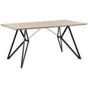 Table de Salle à Manger 160 x 90 cm Plateau Effet Bois et Structure en Métal Noir Design Industriel pour Intérieur Contemporain ou Moderne Beliani