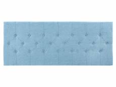 Tête de lit en bois et polyester coloris bleu clair - longueur 160 x profondeur 7 x hauteur 65 cm
