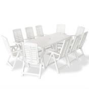 Vidaxl - Mobilier à dîner d'extérieur 11 pcs Plastique Blanc