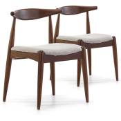 Vs Venta-stock - Pack 2 chaises Corzo, Couleur Noyer, Bois Massif, 52,5 cm x 50 cm x 74.5 cm - noyer