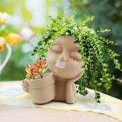 Xinuy - Pot de fleurs en forme de visage de fille -