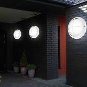 Applique murale d'extérieur lampe de façade blanche ronde porte d'entrée lampe de jardin led, fonte d'aluminium verre, 7W 550lm blanc chaud, DxT