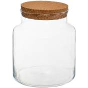 Atmosphera - Vase en verre avec liège en bois dans un bocal, hauteur 21,5 cm
