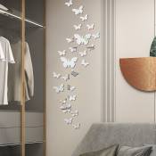 Butterfly Acrylic Mirror Stickers (Silver), Miroir acrylique autocollant pour murs, salon et décoration d'intérieur moderne