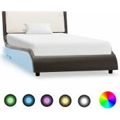 Cadre de lit avec led Gris et blanc Similicuir 90x200 cm Vidaxl Grey and white