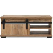 Calicosy - Table Basse avec Porte Coulissante L100 cm - manzano - Beige