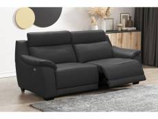 Canapé 3 places avec 2 relax en 100% tout cuir épais luxe italien - 2 relax électriques, noir- bern