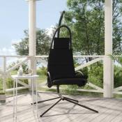 Chaise balançoire de jardin et coussin noir tissu