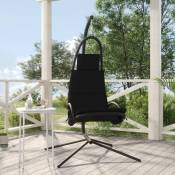 Chaise balan�oire de jardin et coussin noir tissu