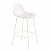 Chaise de bar Fiber Bar / H 65 cm - Pieds métal - Muuto blanc en plastique