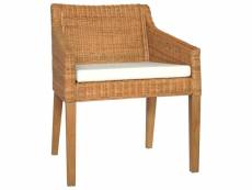 Chaise de qualité de salle à manger coussin marron clair rotin naturel - brun - 60 x 60 x 79 cm