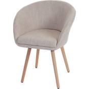 Chaise de salle à manger Malmö T633, fauteuil, design rétro des années 50 tissu, crème/gris - beige