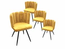 Charlotte - lot de 4 chaises velours jaune