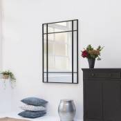 Decoclico Factory - Miroir Art Déco en métal noir 130 x 90 cm - Wallis - intérieur/extérieur - Noir