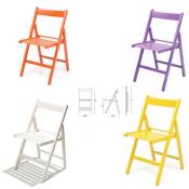 Ensemble de chaise pliante en bois jaune orange blanc