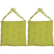 Galette de chaise en coton uni 40 cm 8 points - Vert anis