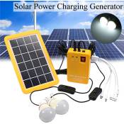 Générateur Système Solaire Panneau 3W usb Chargeur de téléphone +2 Ampoules
