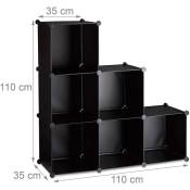 Helloshop26 - tagère escalier 6 compartiments meuble bibliothèque séparation noir - Noir