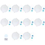Housecurity - spot led slim panel 12W spring recessed round cold light 10 pieces