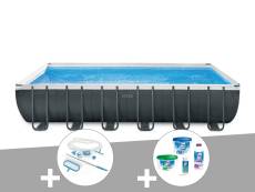 Kit piscine tubulaire Intex Ultra XTR Frame rectangulaire 7,32 x 3,66 x 1,32 m + Kit de traitement au chlore + Kit d'entretien