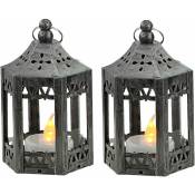 Lampe de table lampe lanterne lampe décorative côté lampe salon, gris clair, 1x LED 0,2W 3000K, DxH 6,2x11 cm, lot de 2