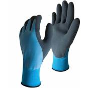 Linxor - Paire de gants de protection pro étanche en nylon enduit de latex - Taille 9 - l - Bleu Bleu