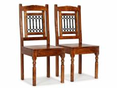 Lot de chaises de salle à manger 2pcs bois avec finition miel classique - brun - 43 x 43 x 100 cm