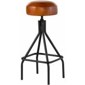 Massivmoebel24 - Chaise de bar 36x36 Cuir Cognac iron