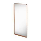 Miroir rectangulaire en cuir marron à suspendre 65x115