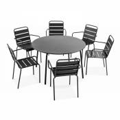 Oviala - Ensemble table de jardin ronde et 6 fauteuils