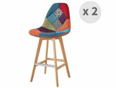 Owen - chaise de bar scandinave tissu patchwork rouge